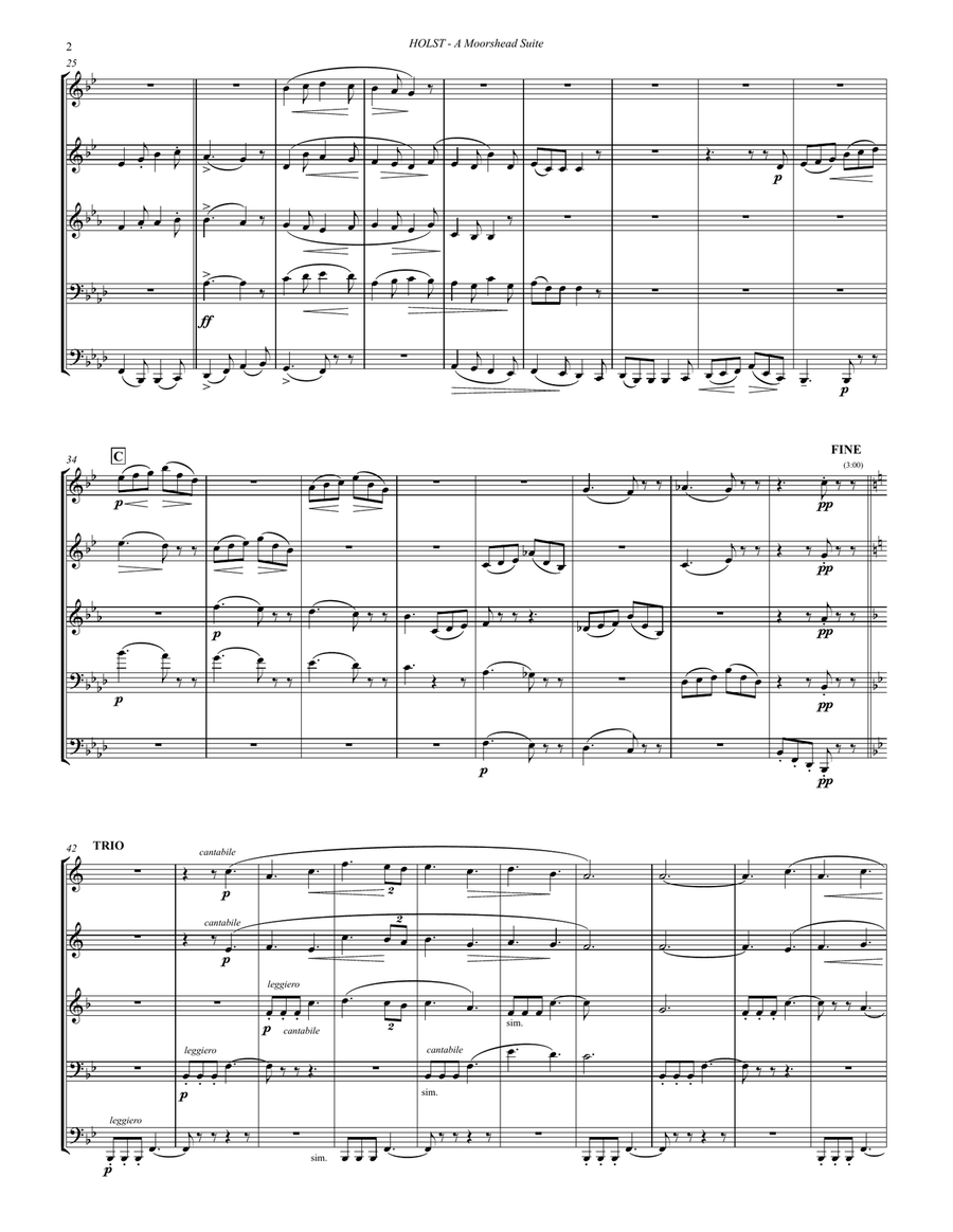 A Moorside Suite for Brass Quintet Brass Quintet scores gallery preview page 3