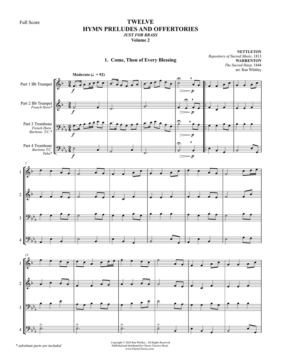 Twelve Hymn Preludes and Offertories for 4-part Brass Ensemble, Volume 2 4-Part scores gallery preview page 2