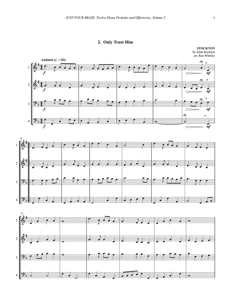 Twelve Hymn Preludes and Offertories for 4-part Brass Ensemble, Volume 2 4-Part scores gallery preview page 3