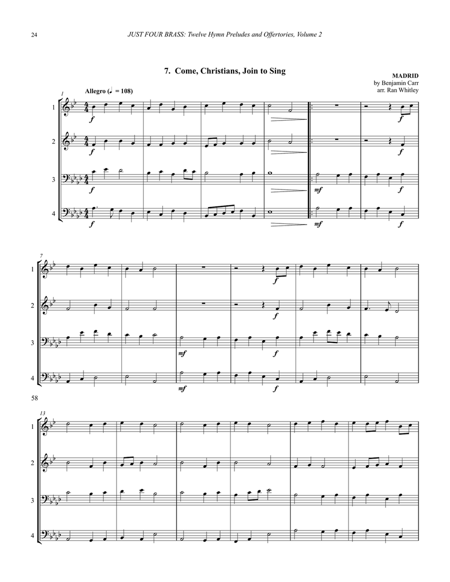 Twelve Hymn Preludes and Offertories for 4-part Brass Ensemble, Volume 2 4-Part scores gallery preview page 8