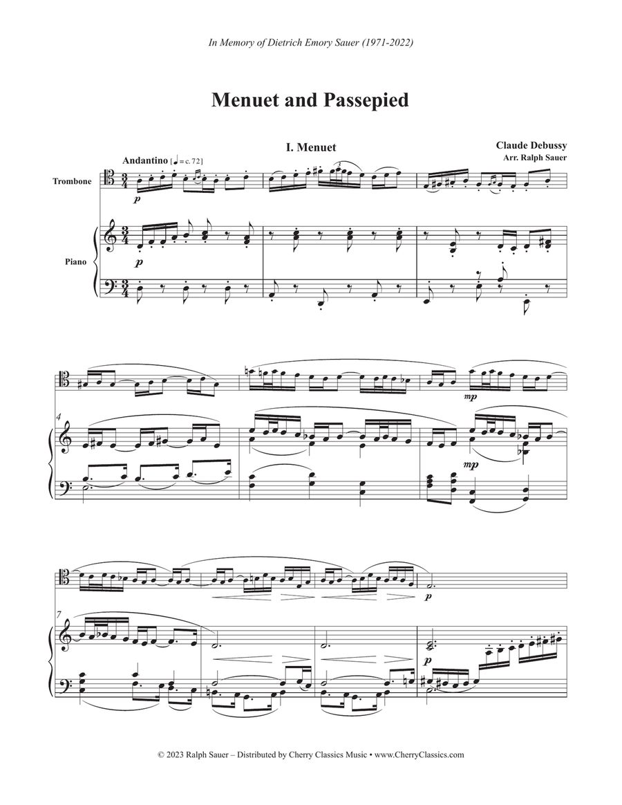 Menuet and Passepied for Trombone and Piano Piano Accompaniment scores gallery preview page 2