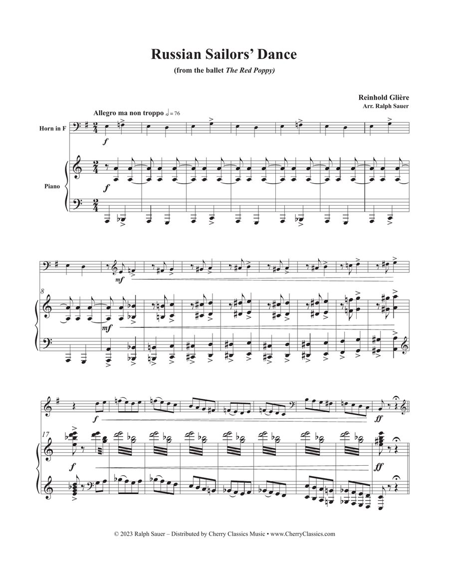 Russian Sailors’ Dance for Horn and Piano Horn scores gallery preview page 2