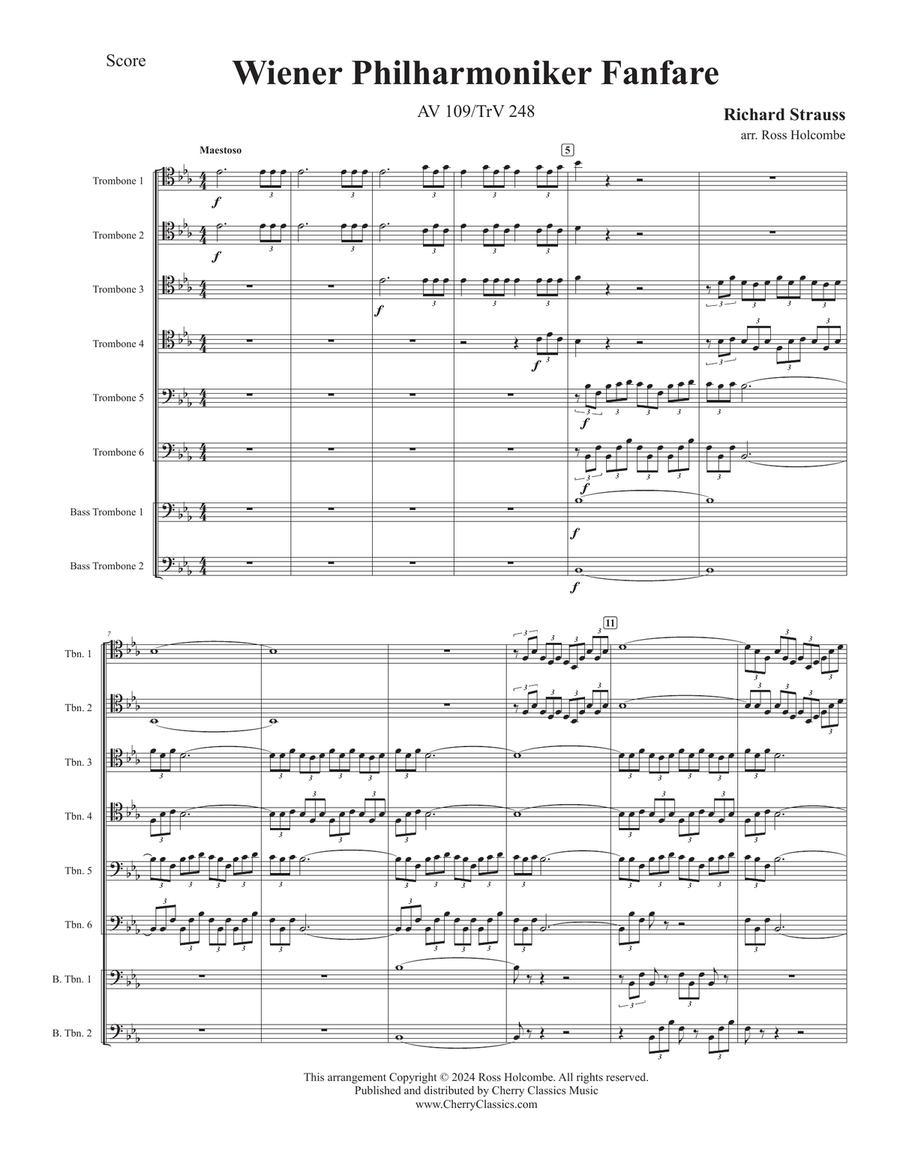 Wiener Philharmoniker Fanfare for 8-part Trombone Ensemble Trombone scores gallery preview page 2