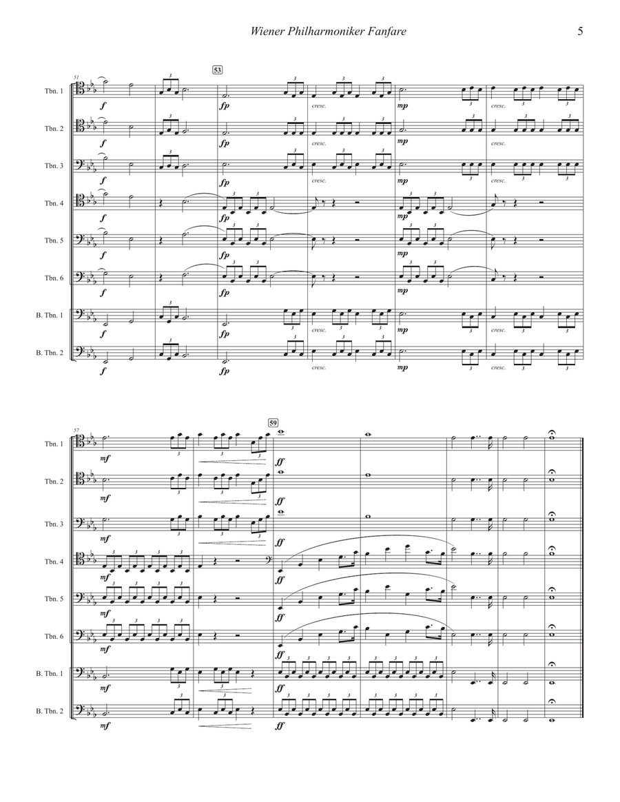 Wiener Philharmoniker Fanfare for 8-part Trombone Ensemble Trombone scores gallery preview page 3