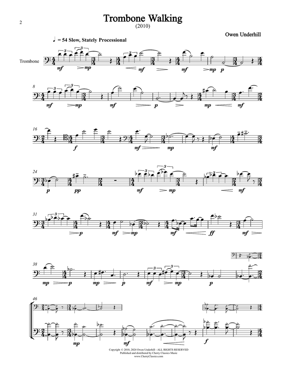 Trombone Walking for Solo Trombone Trombone Solo scores gallery preview page 2