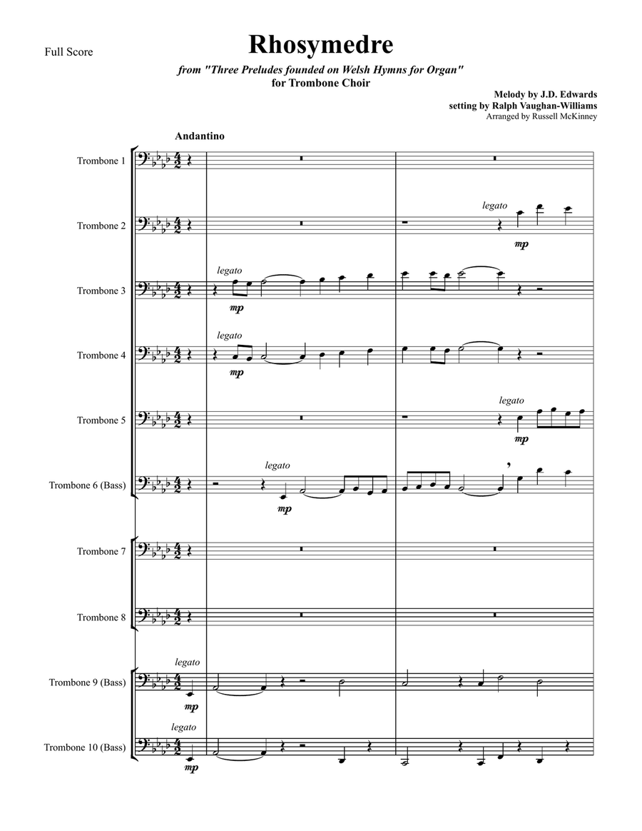 Rhosymedre for Trombone Choir Trombone scores gallery preview page 2