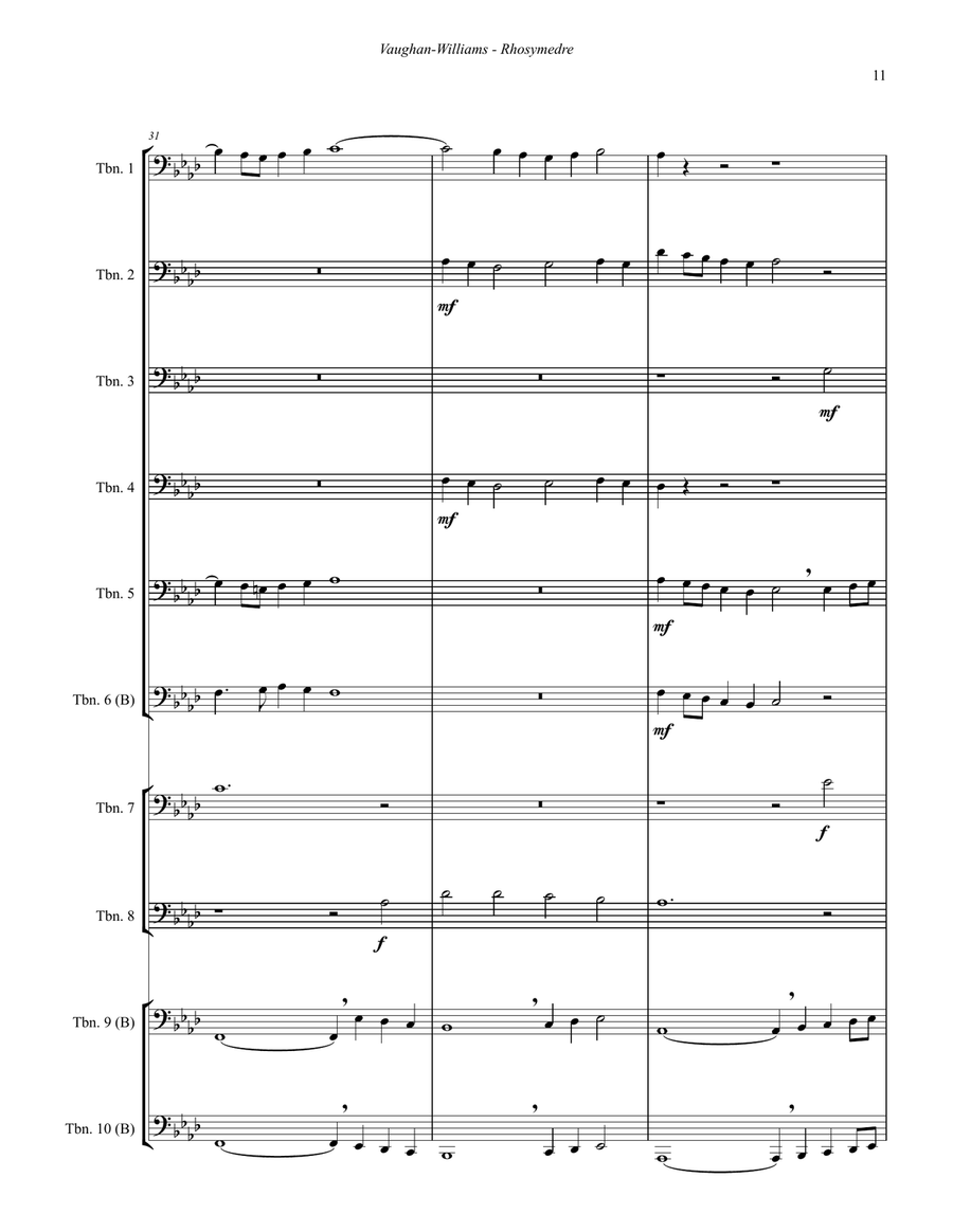 Rhosymedre for Trombone Choir Trombone scores gallery preview page 4