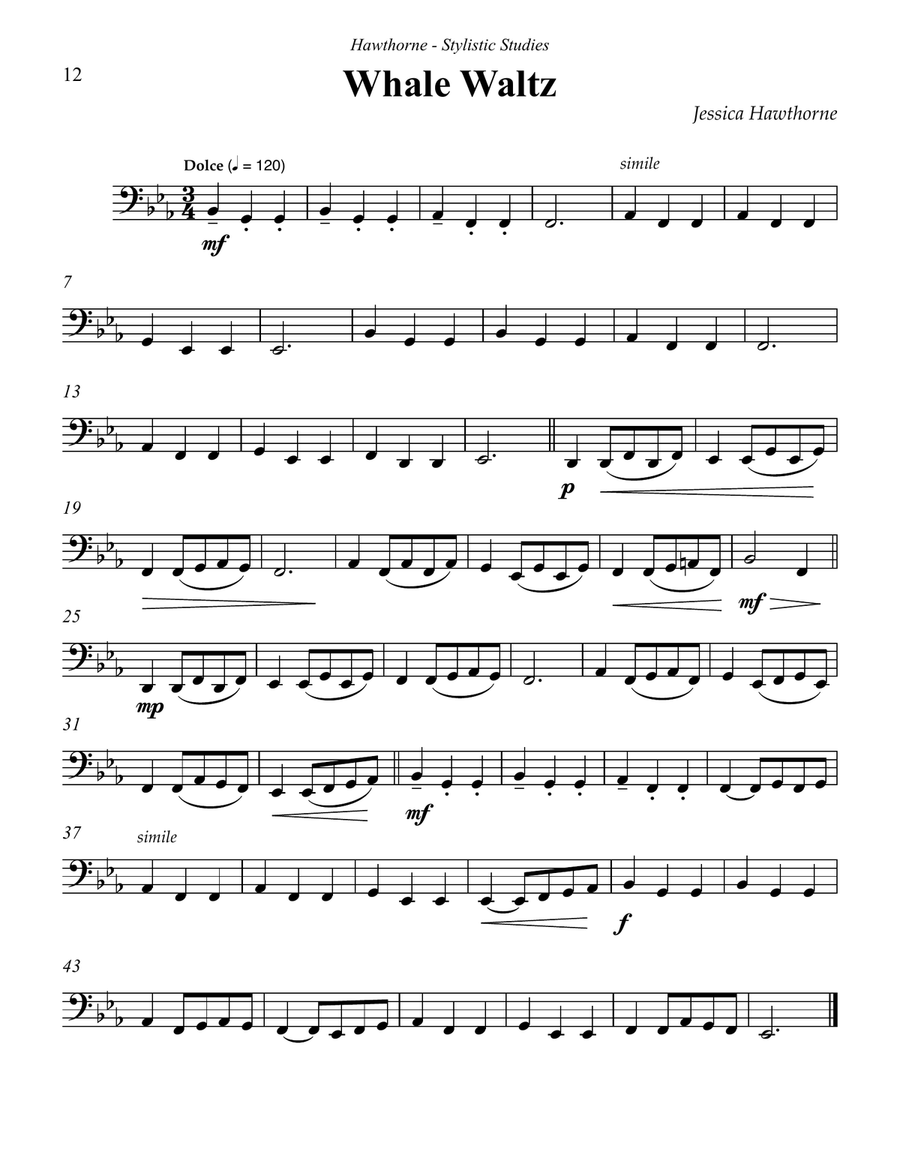 12 Stylistic Studies for Tuba or Bass Trombone Trombone scores gallery preview page 6