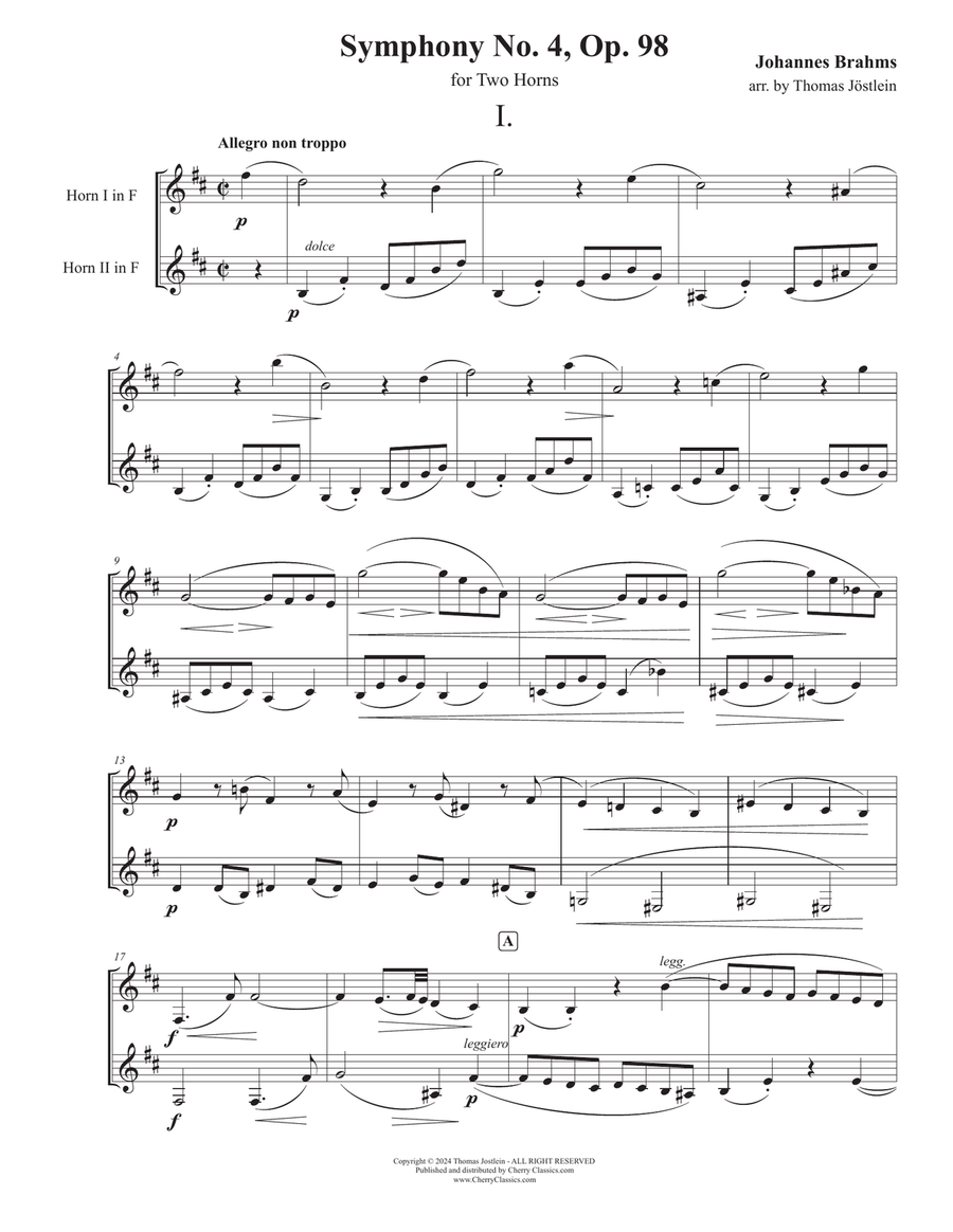 Symphony No. 4 for Two Horns Brass Duet scores gallery preview page 3
