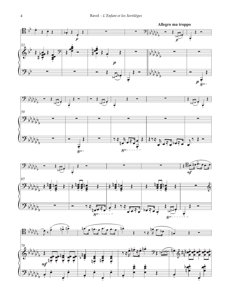 Two Scenes from L’Enfant et les Sortileges for Trombone and Piano Piano Accompaniment scores gallery preview page 3