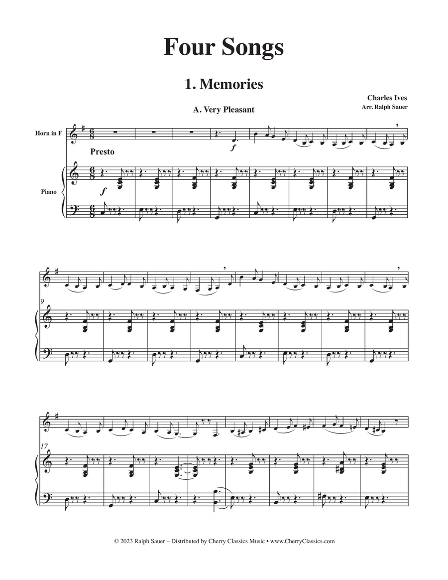 Four Songs for Horn and Piano Horn scores gallery preview page 2