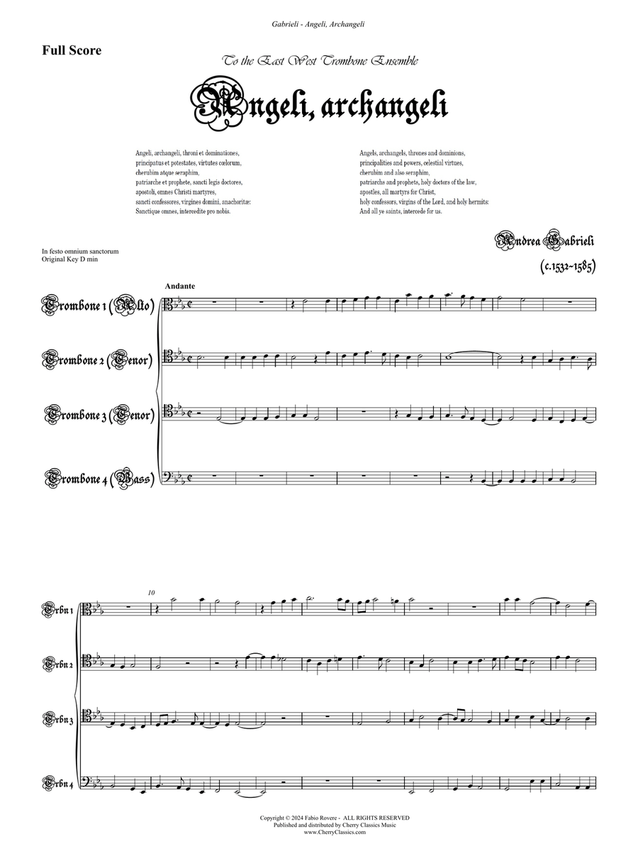 Angeli, Archangeli for Trombone Quartet Trombone Quartet scores gallery preview page 3