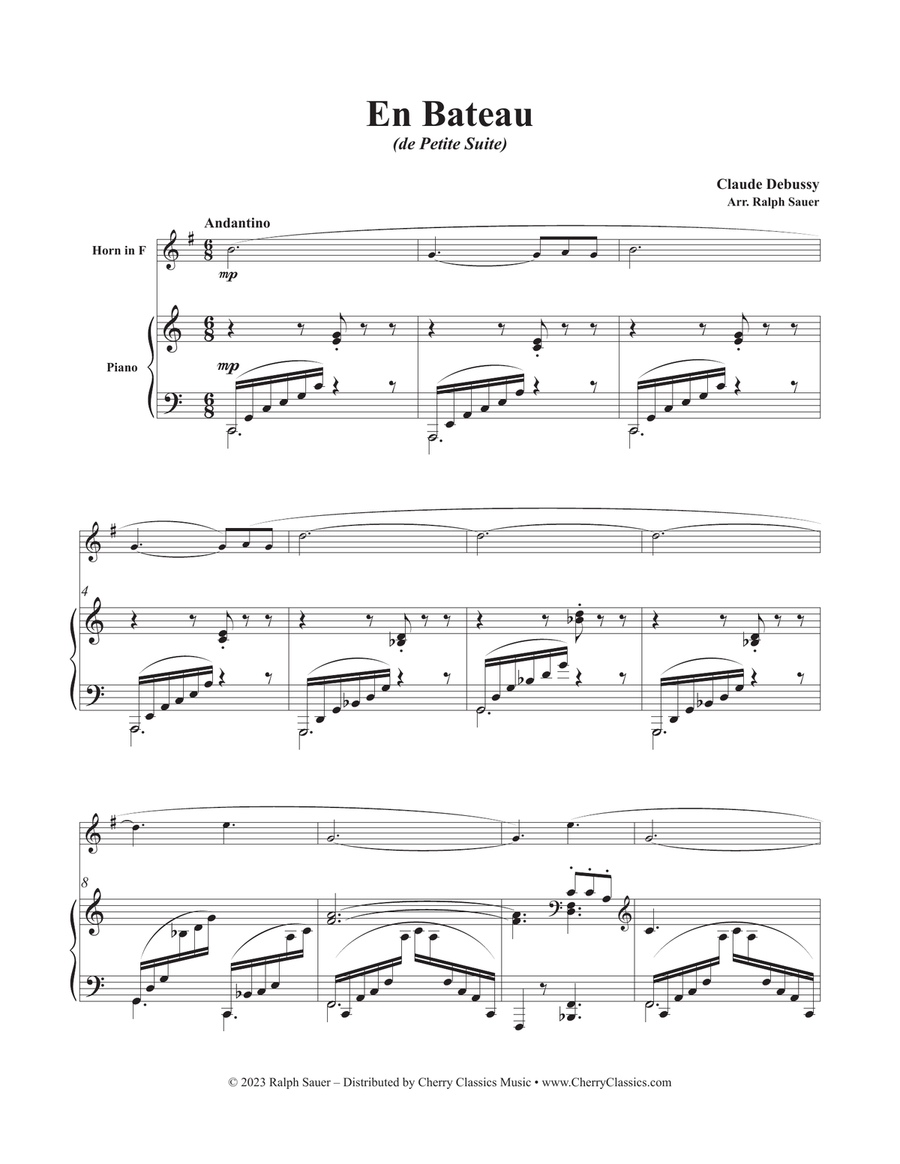 En Bateau from Petite Suite for Horn & Piano Horn scores gallery preview page 2