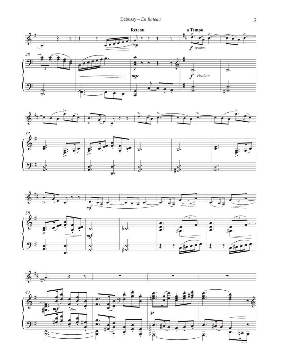 En Bateau from Petite Suite for Horn & Piano Horn scores gallery preview page 3