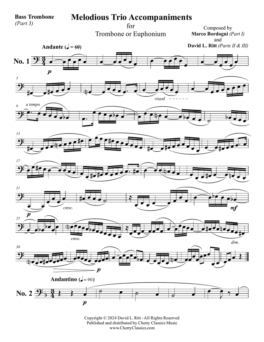 Melodious Trio Accompaniments for Trombone or Euphonium Trombone Trio scores gallery preview page 5