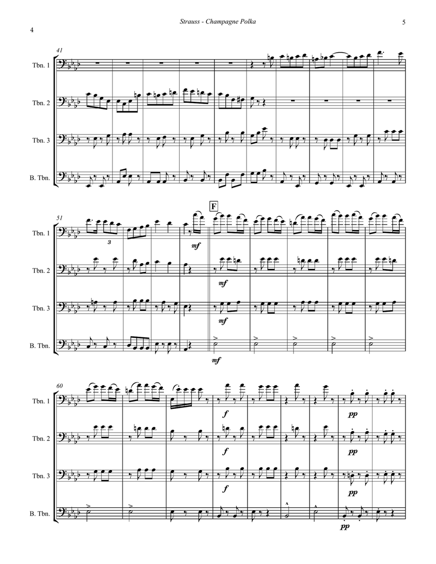 Champagne Polka for Trombone Quartet Trombone Quartet scores gallery preview page 3