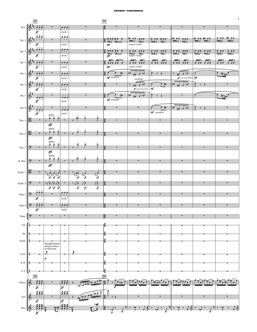 Danse Infernale from The Firebird for Brass Choir & Percussion Score scores gallery preview page 3