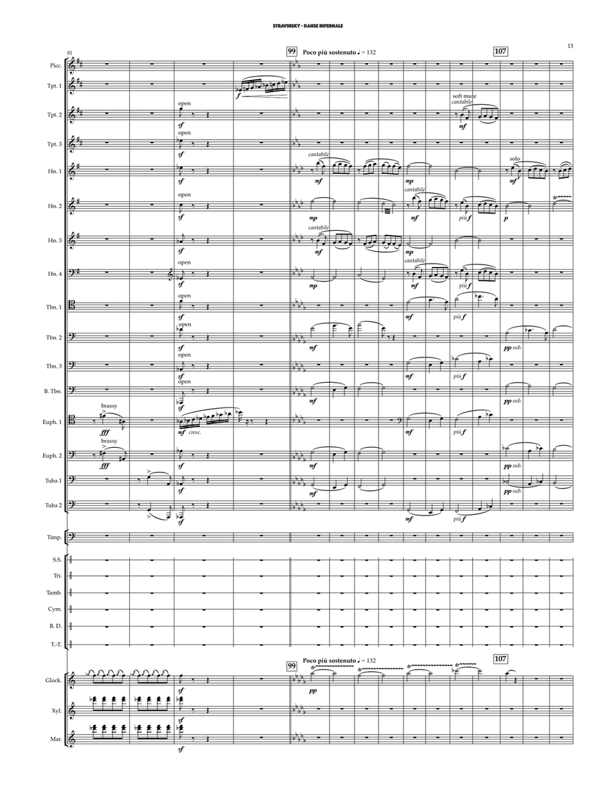 Danse Infernale from The Firebird for Brass Choir & Percussion Score scores gallery preview page 5
