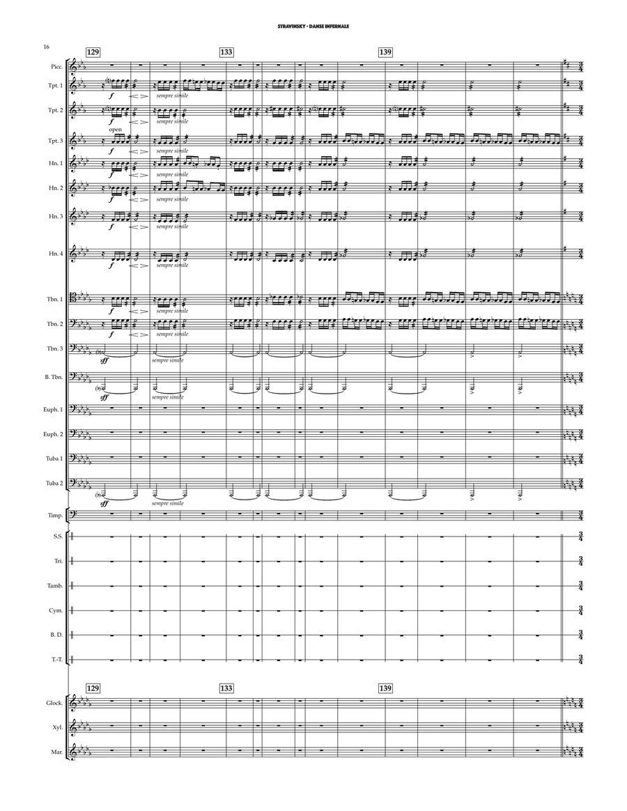 Danse Infernale from The Firebird for Brass Choir & Percussion Score scores gallery preview page 6