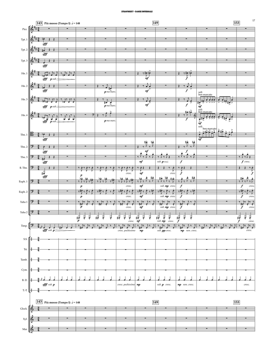 Danse Infernale from The Firebird for Brass Choir & Percussion Score scores gallery preview page 7