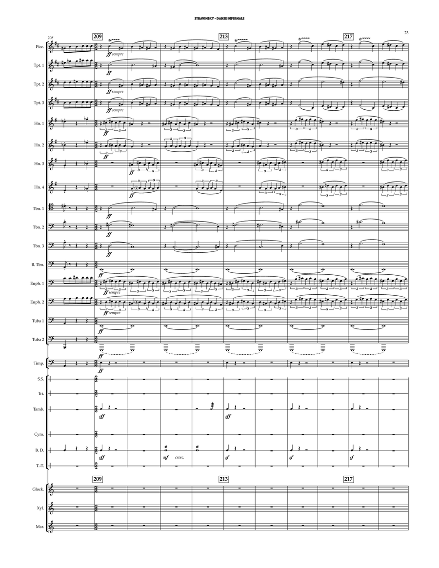 Danse Infernale from The Firebird for Brass Choir & Percussion Score scores gallery preview page 8