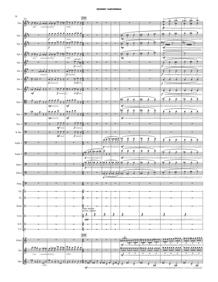 Danse Infernale from The Firebird for Brass Choir & Percussion Score scores gallery preview page 9