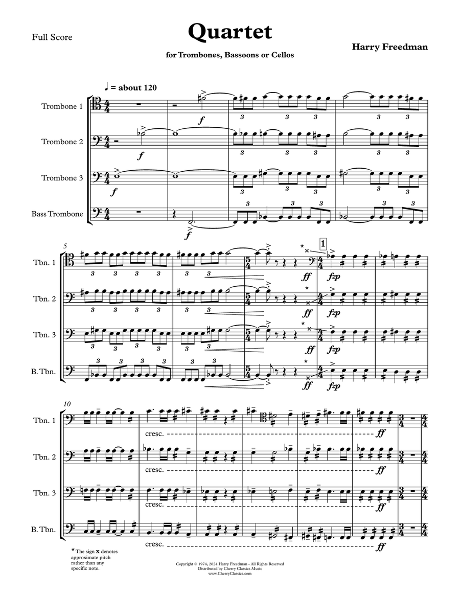 Quartet for Trombones, Bassoons or Cellos Bassoon scores gallery preview page 2