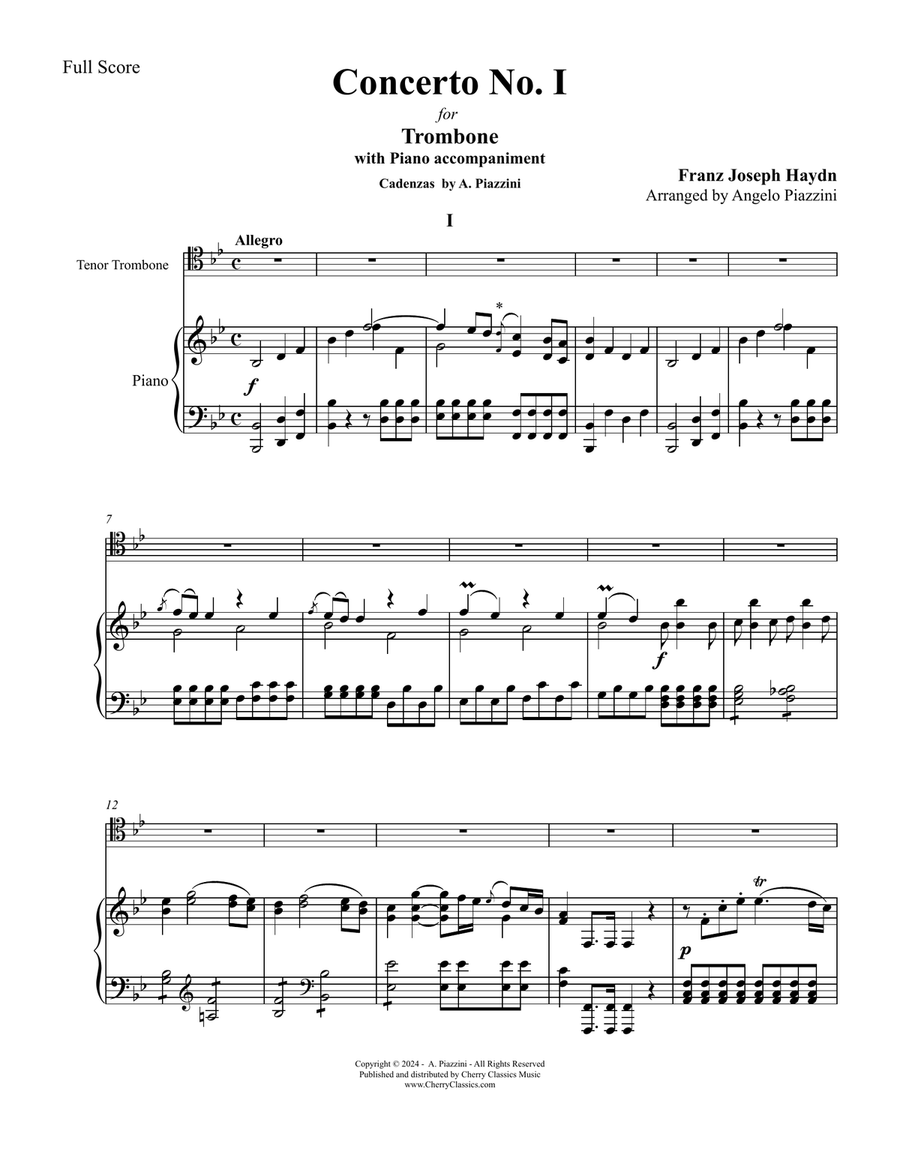Concerto No. 1 for Trombone with Piano accompaniment Piano Accompaniment scores gallery preview page 2