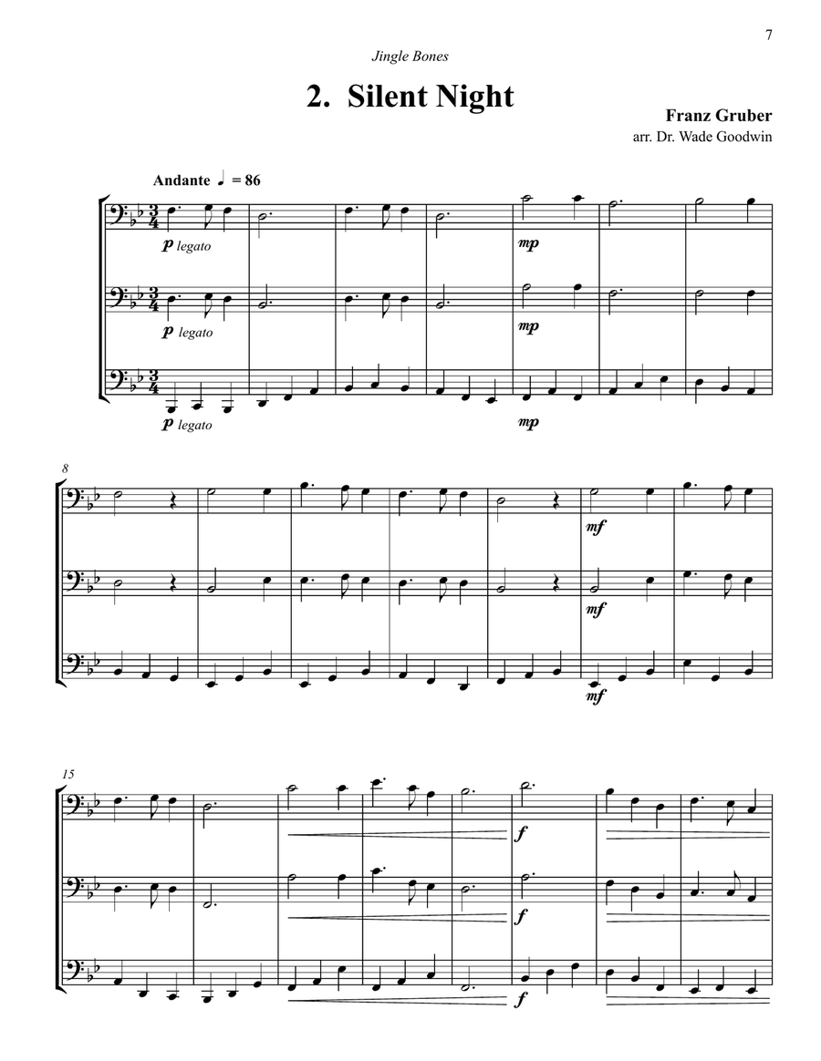 Jingle Bones Christmas Carols for Trombone Trio Trombone Trio scores gallery preview page 3