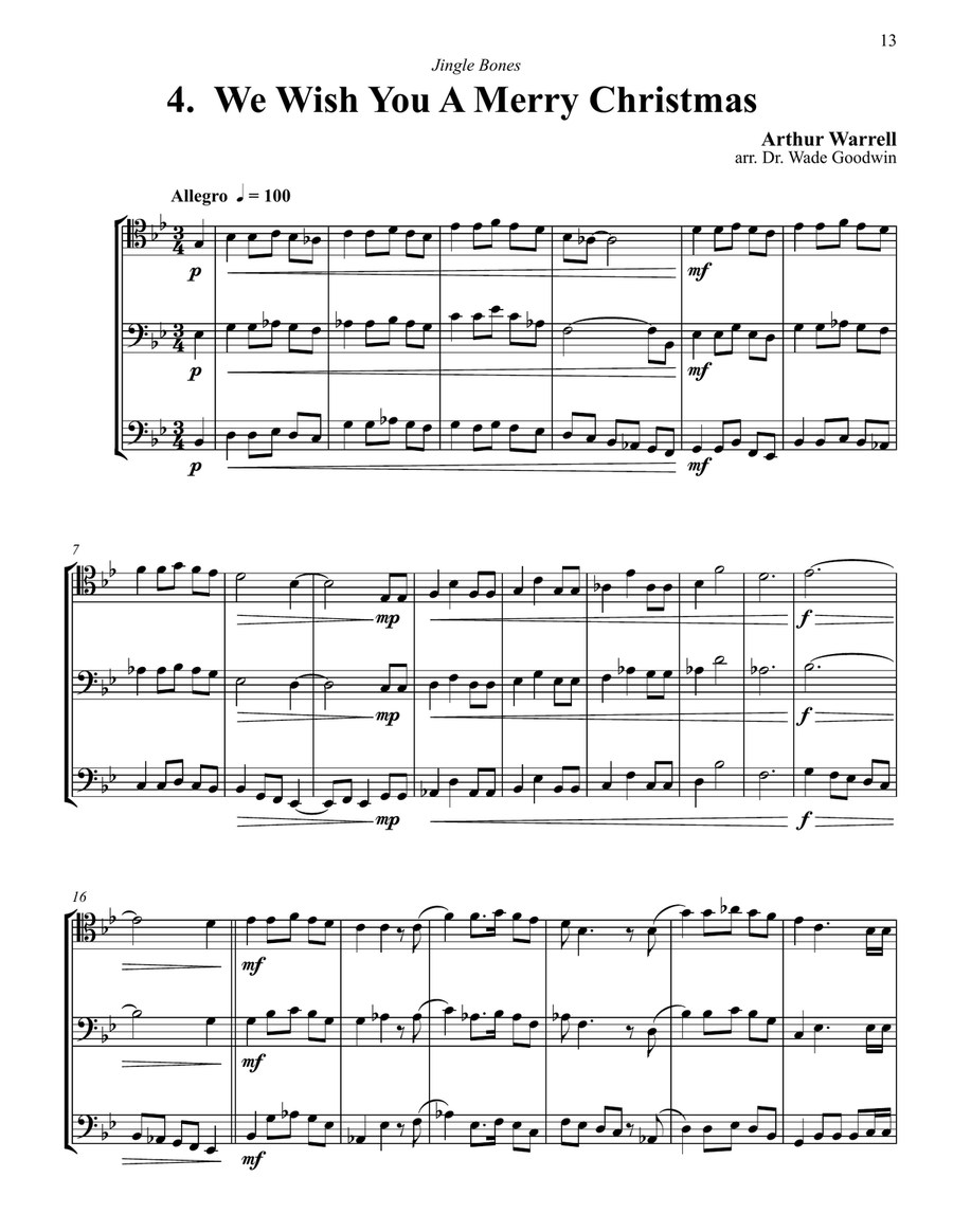 Jingle Bones Christmas Carols for Trombone Trio Trombone Trio scores gallery preview page 5