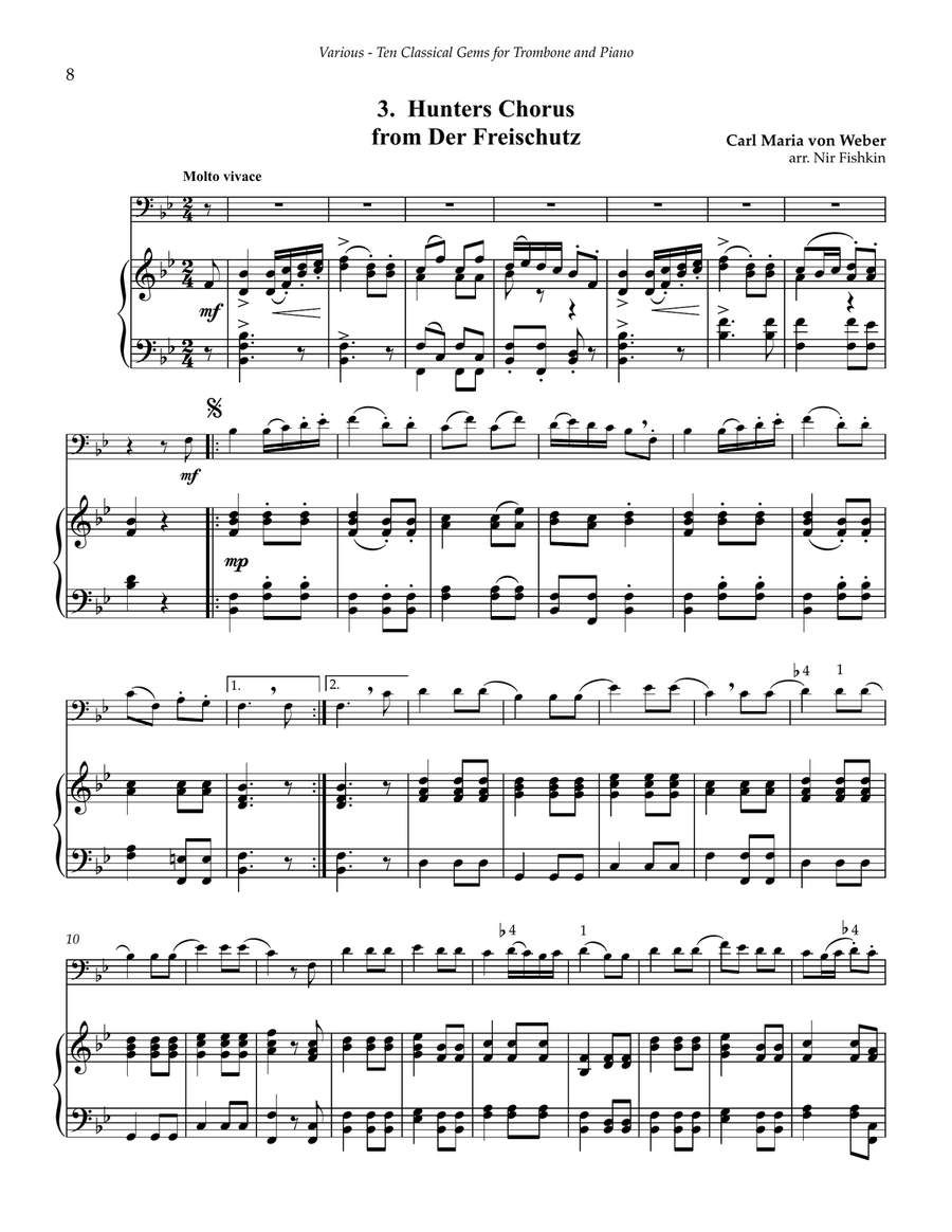 Ten Classical Gems for Trombone and Piano Piano Accompaniment scores gallery preview page 4
