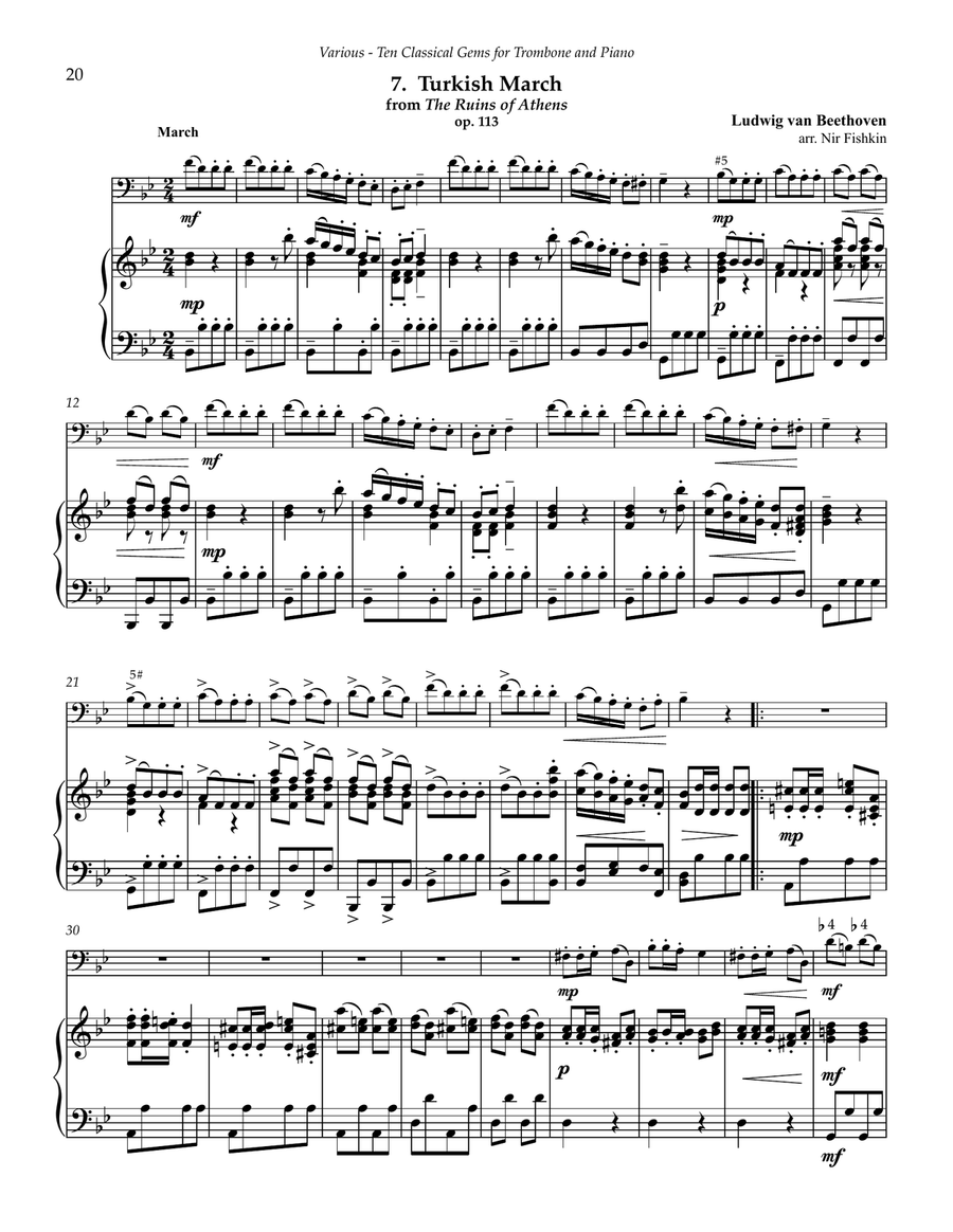 Ten Classical Gems for Trombone and Piano Piano Accompaniment scores gallery preview page 9