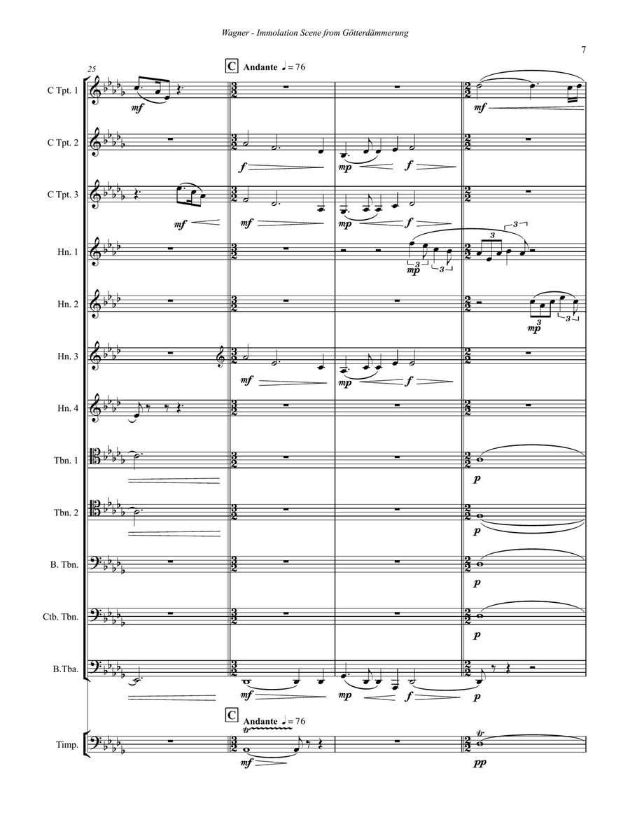 Immolation Scene from Gotterdammerung for Brass Ensemble & Timpani Percussion scores gallery preview page 4