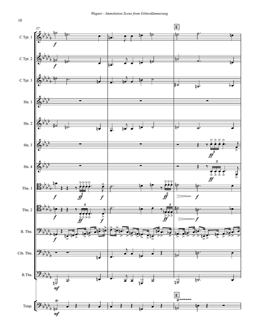 Immolation Scene from Gotterdammerung for Brass Ensemble & Timpani Percussion scores gallery preview page 5