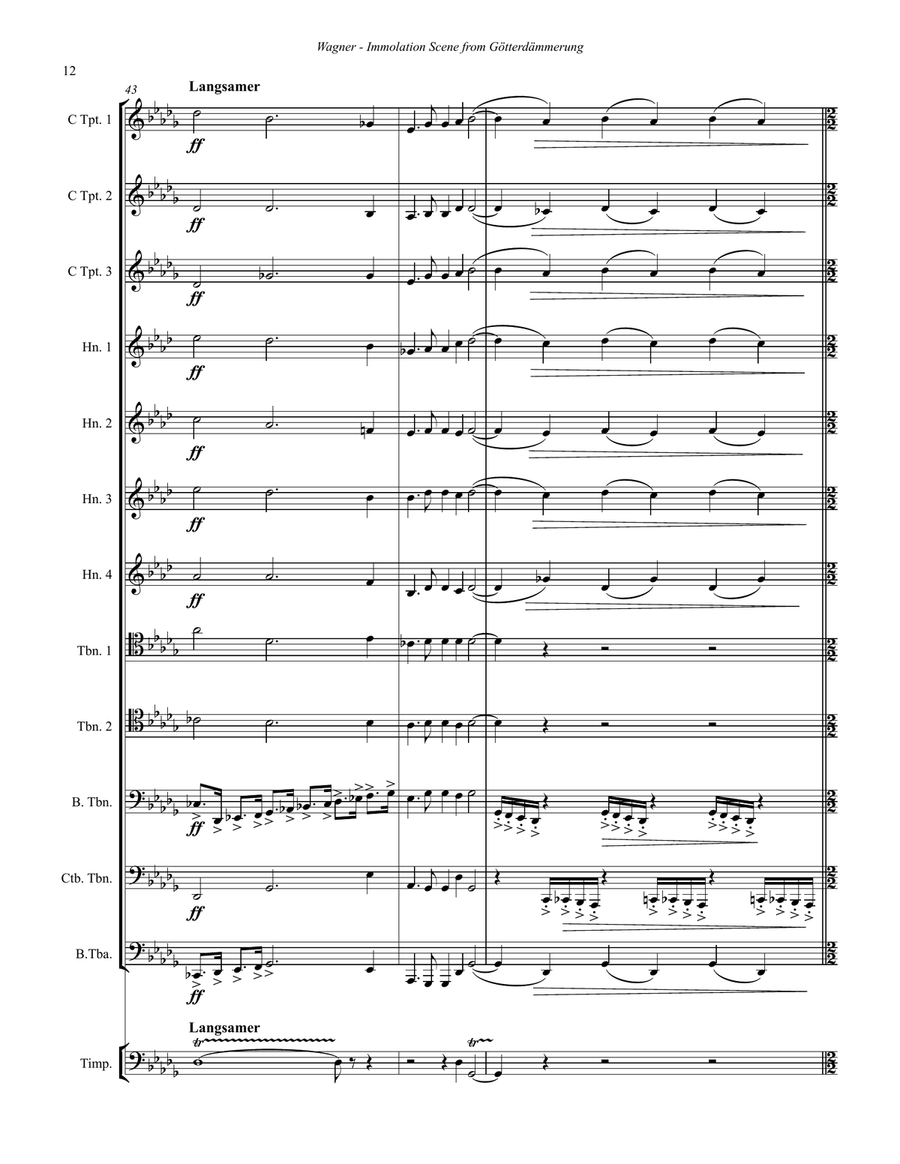 Immolation Scene from Gotterdammerung for Brass Ensemble & Timpani Percussion scores gallery preview page 6