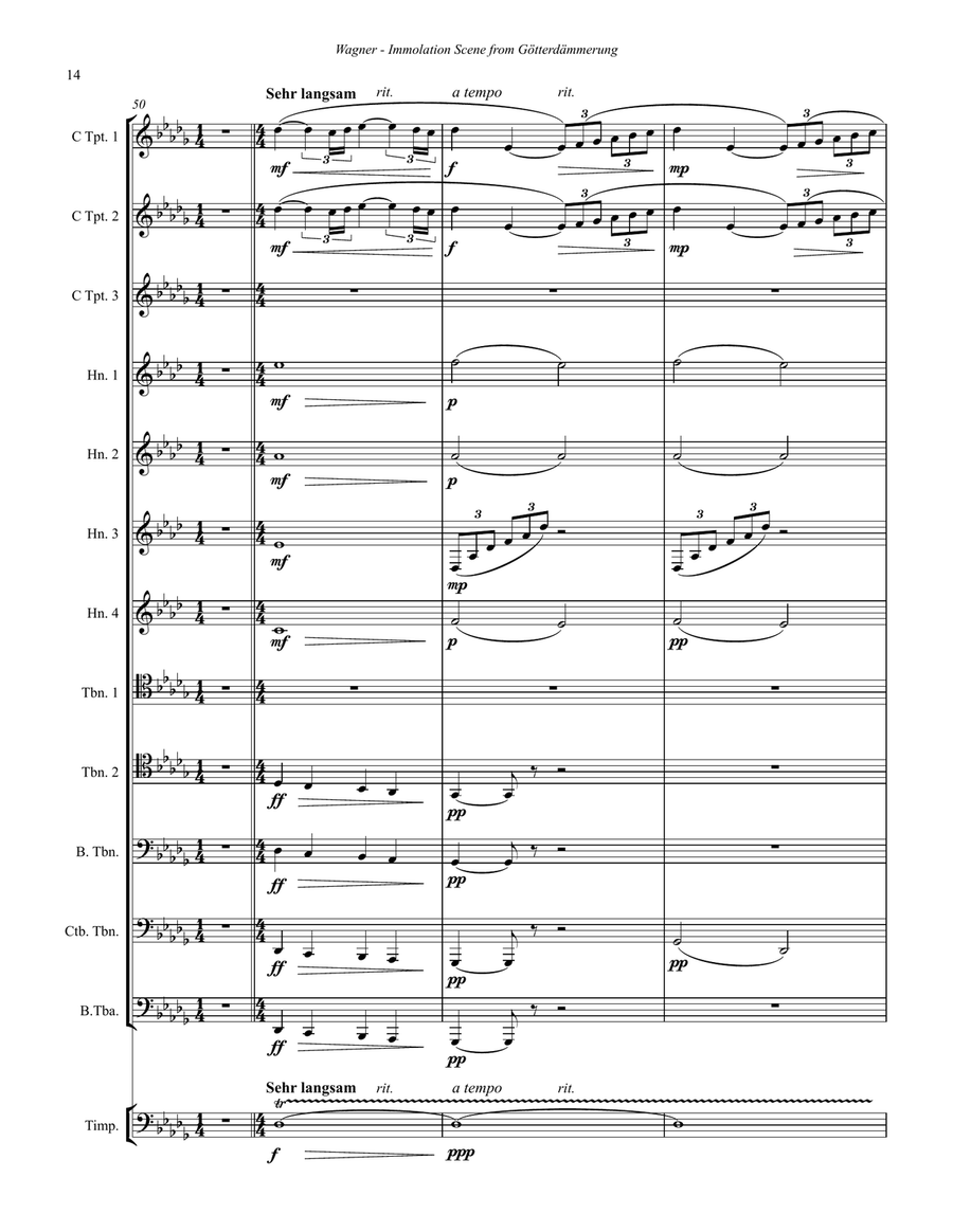 Immolation Scene from Gotterdammerung for Brass Ensemble & Timpani Percussion scores gallery preview page 7