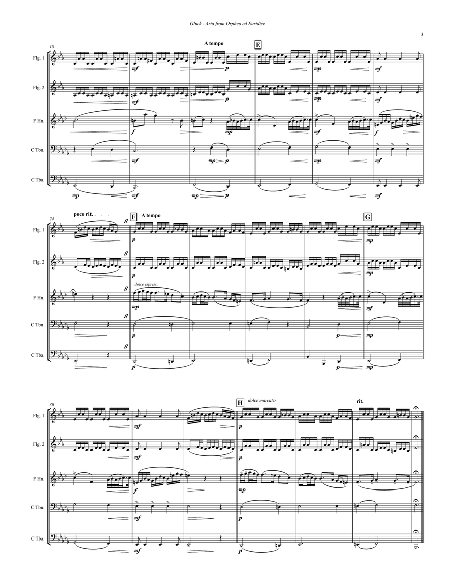 Aria from Orfeo ed Euridice for Brass Quintet Brass Quintet scores gallery preview page 3