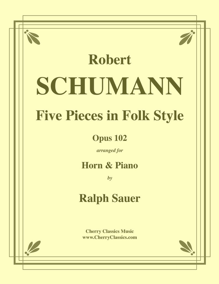 Five Pieces in Folk Style, Opus 102 for Horn and Piano Horn scores gallery preview page 1