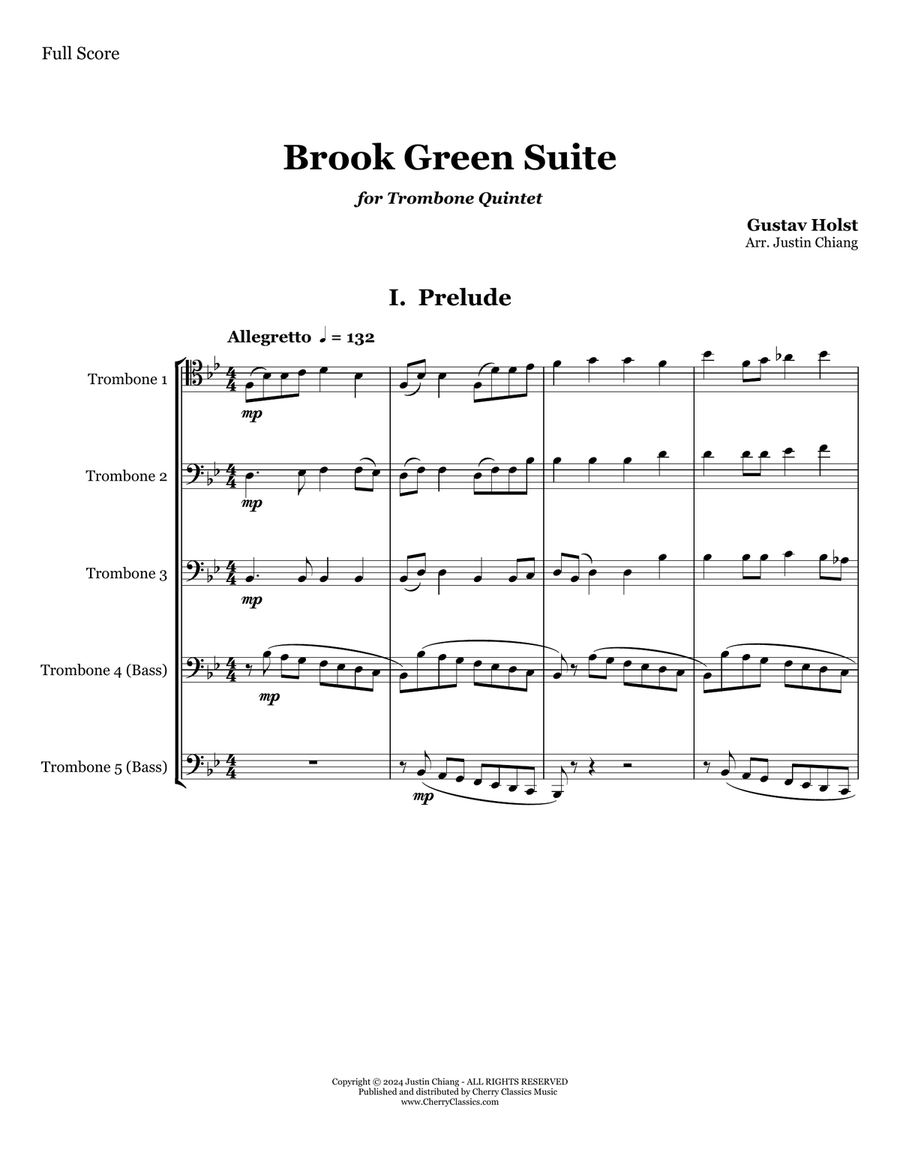 Brook Green Suite for Trombone Quintet Trombone scores gallery preview page 2