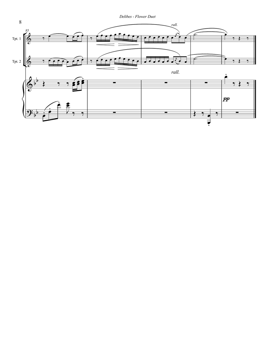 Flower Duet from Lakmé for Two Trumpets and Piano Trumpet Duet scores gallery preview page 3