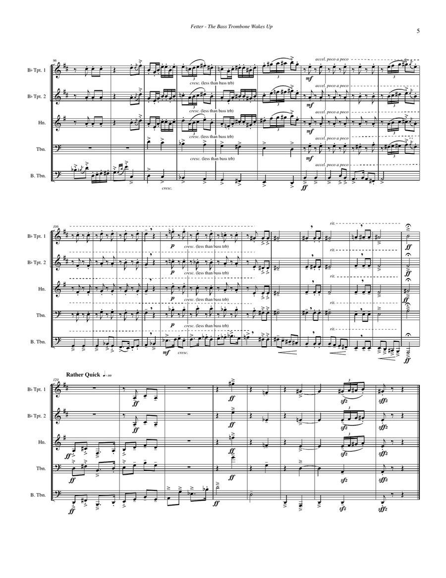 The Bass Trombone Wakes Up for Brass Quintet featuring the Bass Trombone Brass Quintet scores gallery preview page 4