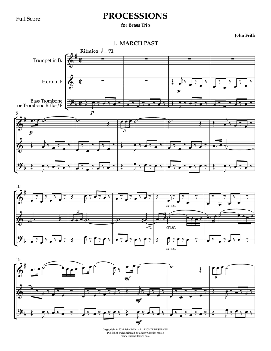 Processions for Brass Trio Brass Trio scores gallery preview page 2