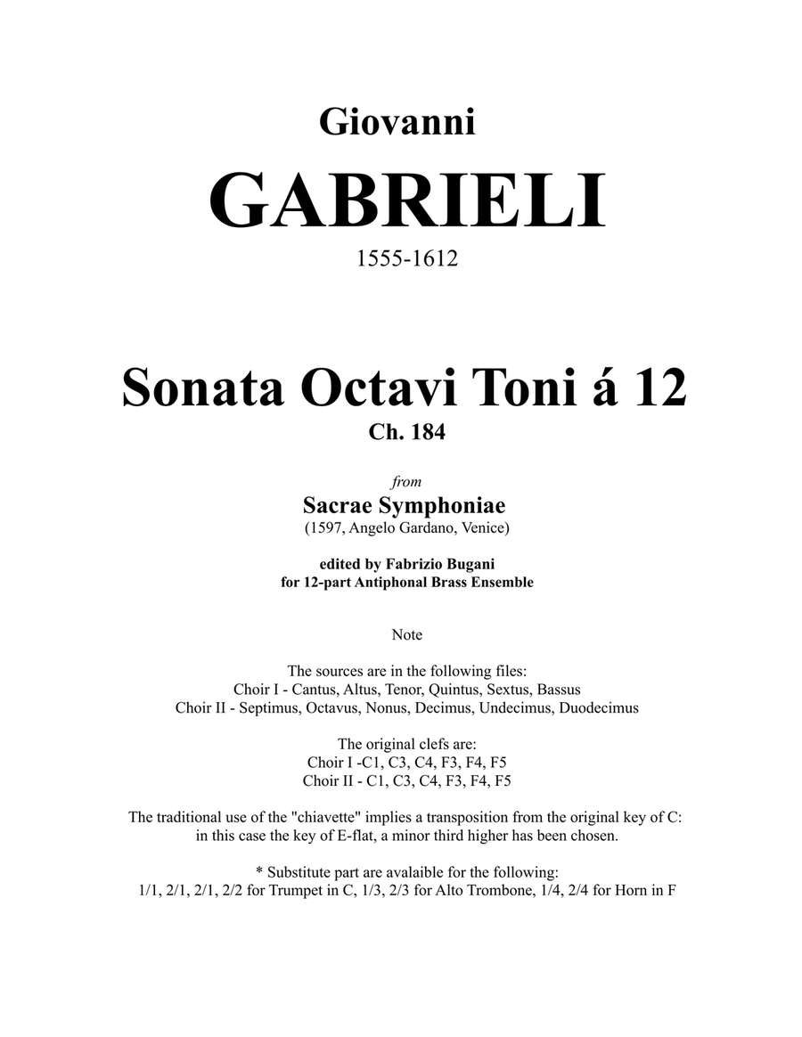 Sonata Octavi Toni a 12 for Brass Ensemble Score scores gallery preview page 2
