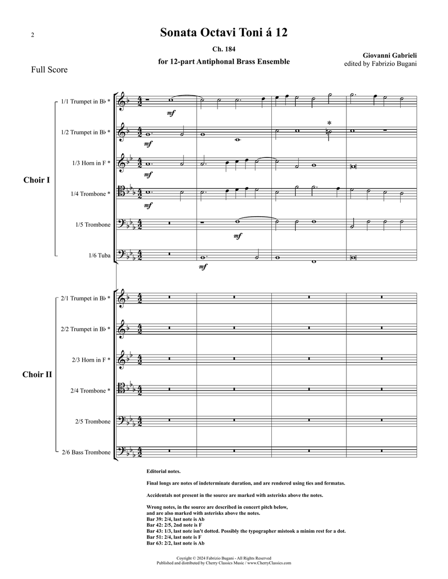 Sonata Octavi Toni a 12 for Brass Ensemble Score scores gallery preview page 3