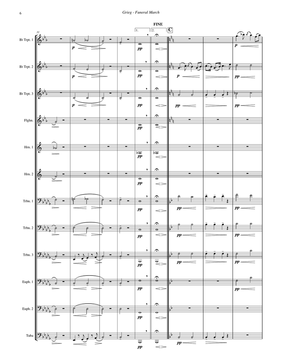Funeral March for 12-part Brass Ensemble Score scores gallery preview page 4