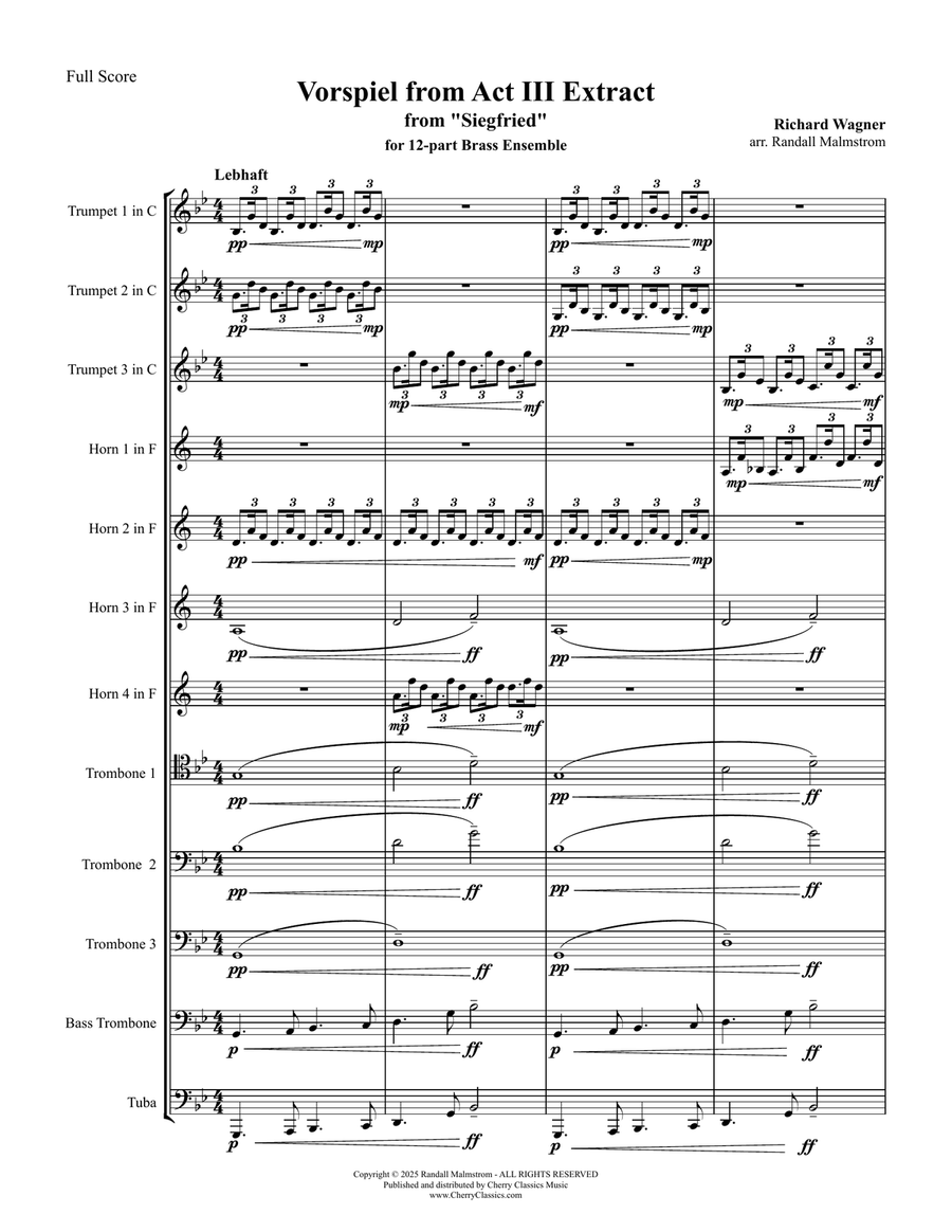 Siegfried Act III Vorspiel and Finale for Brass Ensemble Score scores gallery preview page 2