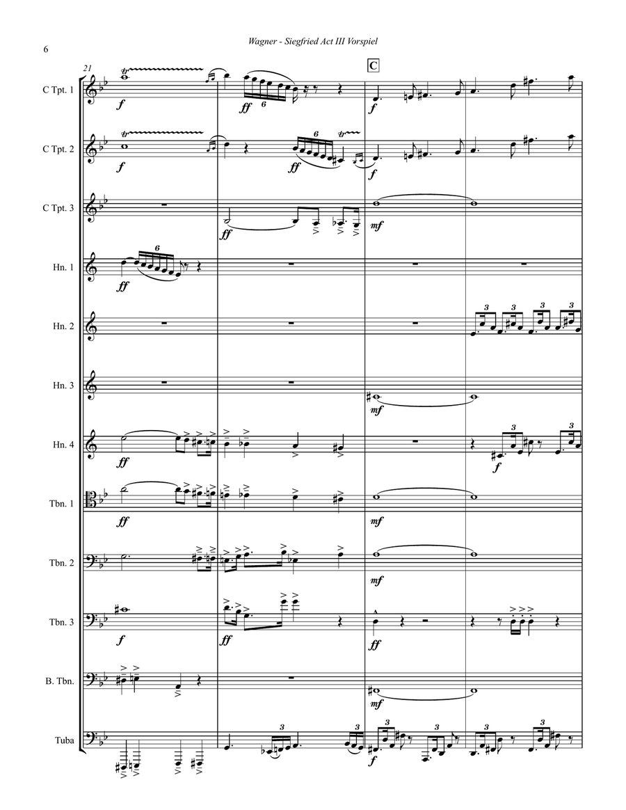 Siegfried Act III Vorspiel and Finale for Brass Ensemble Score scores gallery preview page 3