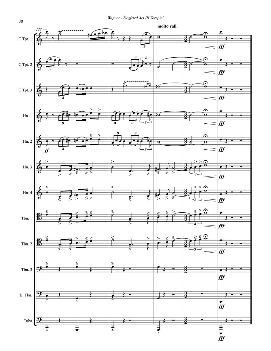Siegfried Act III Vorspiel and Finale for Brass Ensemble Score scores gallery preview page 8