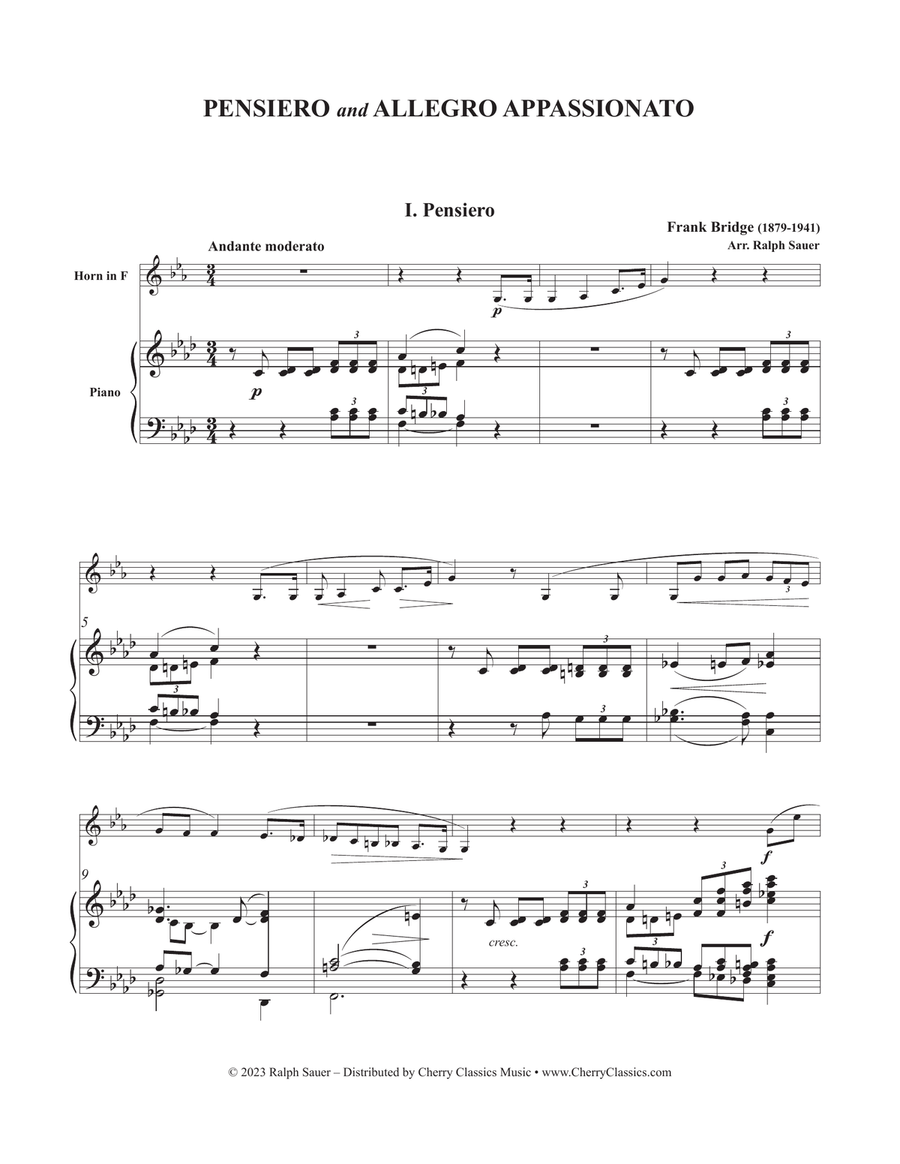 Pensiero and Allegro Appassianato for Horn and Piano Piano Accompaniment scores gallery preview page 2