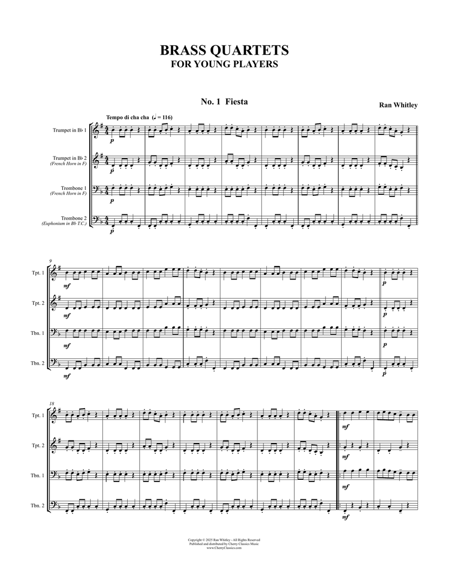 Brass Quartets for Young Players Brass Quartet scores gallery preview page 2